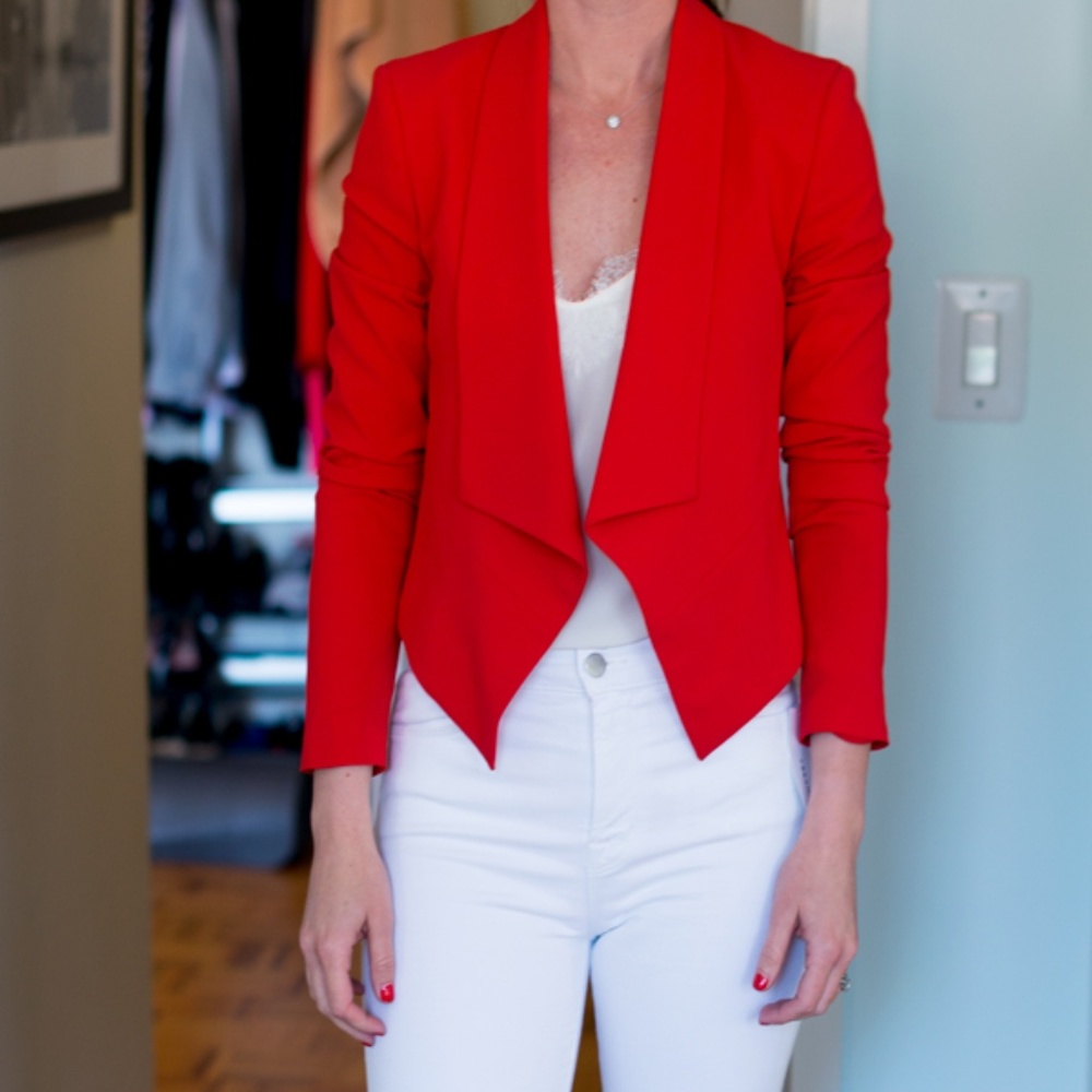 Alice & Olivia NWT Crop Open Blazer Red Size XS